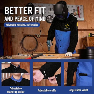 Veste de sécurité à manches longues bleu-noir MBAANI, résistante à la chaleur 500°C, imperméable, avec pack respiratoire, protection de niveau D, fermeture à boutons - Product Image 5