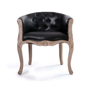La chaise Zentique Aadi monoplace en bois de teck présente une revêtement en velours noir texturé et une finition en bois gris craie. - Product Image 1