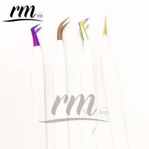 Pinzas para Extensión de Pestañas RMI de Alta Calidad con Logotipo Personalizado, Punta Anti-Magnética Dentada, Acero Inoxidable, 12cm/14cm - Product Image 2