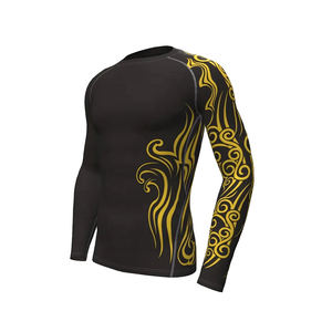 Vente en gros de rashguards personnalisés pour hommes, qualité supérieure, noirs, sublimés, imprimés par sublimation, pour Jiu Jitsu et MMA - Product Image 2