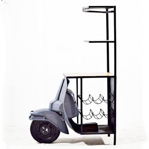 SUREN SPACE SS1290 Indian Designer Old Scooter Recycled Wooden Shelves <b>Bar</b> Counter Automobile Style Antique Living Room - Product Image 3