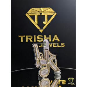Custom <b>Initial</b> <b>Pendant</b> 925 Sterling <b>Silver</b> with Moissanite Diamond Premium Hip Hop Bling by Trisha Jewels - Product Image 2