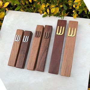 Wholesale Price Walnut Wood Epoxy Resin Mezuzah <b>Case</b> Modern Jewish Door Blessing Judaica Gift Decor - Product Image 6