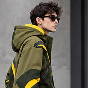 Chaqueta Utilitaria Personalizada con Capucha en Verde Oliva y Negro con Detalles Amarillos, Bolsillos con Cremallera, Puños Ajustables, Estilo Premium para Exteriores - Product Image 5