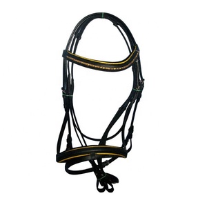 บังเหียนม้าหนังแท้พร้อมสายคาดหน้าผากประดับหิน สำหรับขี่ม้า - Product Image 1