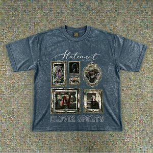 Manufacturer High Quality Brown Graphic Tee with Statement Script and Art <b>Frame</b> <b>Collage</b> Print Custom Streetwear Men's Apparel - Product Image 4