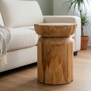 ARTERRA Luxury Handcrafted Teak Furniture Rustic Teak Natural Cylinder <b>Stool</b> Warehouse Hotel Luxury Concept - Product Image 4