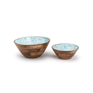 Juego de 2 Tazones de Madera Esmaltados Hechos a Mano de Alta Calidad, Diferentes Tamaños, Ecológicos, Aptos para Lavavajillas, para Restaurante y Hogar - Product Image 1