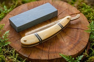 Cuchillo Plegable de Acero de Damasco, Hoja Recta de 0.6mm, Mango con Perilla, Cuchillo para Camping - Product Image 6