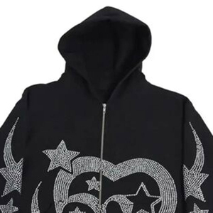 Sweat à capuche unisexe personnalisable avec logo en strass, coupe oversize, qualité supérieure, pour homme, style streetwear, en vente - Product Image 2