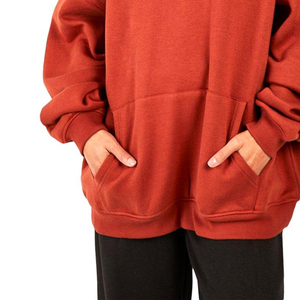 Sudadera con Capucha Extra Grande para Mujer, Color Sólido, Hombros Caídos, Manga Larga, Tejido de Algodón, Informal, Invierno, Transpirable, Ecológica - Product Image 4