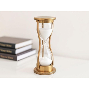 Nautical Antique 5 Minute Hourglass <b>Sand</b> <b>Timer</b> with Brass Finish and Wooden Base Decorative Vintage Sandglass for Home Office - Product Image 5