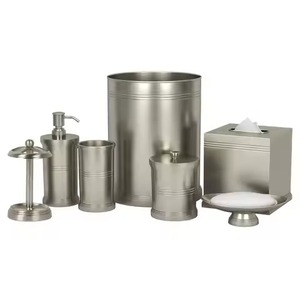 Luxury Copper <b>Bathroom</b> <b>Set</b> Four-Piece Round Metal <b>Accessories</b> for <b>Bathroom</b> Vanity Decor Durable Hotel Spa Style - Product Image 4