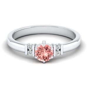Anillo de compromiso REYES con gema de morganita de corte brillante redondo de 0.5 quilates en oro macizo de 14K para mujer, precio mayorista - Product Image 1