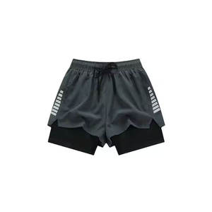 Short de gymnastique à motif solide de style d'été pour hommes, sous-vêtement de course à pied en spandex à compression à séchage rapide - Product Image 5