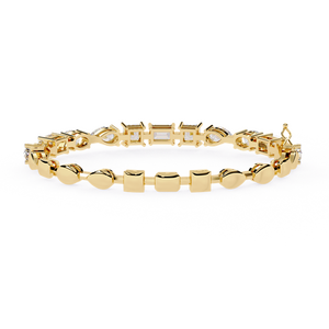 Classic <b>Solid</b> Yellow <b>Gold</b> Plated Hiphop Style Tennis Bracelet Multi Cuts Moissanite Stones Channel Set Unique Bengal Bracelet - Product Image 4