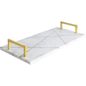 Luxury Marble Plated Storage Tray <b>Decorative</b> Bathroom Organizer for Toiletries Perfume Cosmetics & Sink Accessories At Low Price - Product Image 1