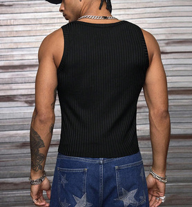 Premium Quality Custom Rhinestones Knitted Casual Tank <b>Tops</b> Custom <b>Sleeveless</b> for Men - Product Image 2