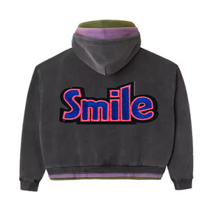 Custom Triple Layer Double Hood Zip Up Hoodies Heavyweight Oversized Vintage Wash Streetwear Sweatshirt OEM ODM - Product Image 3