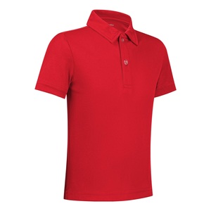 Chemise personnalisée rouge unie en tricot respirant à manches courtes pour hommes et femmes, 100 % coton, uniforme, golf, vêtements décontractés, OEM ODM - Product Image 4