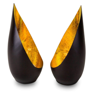 Lot de 2 bougeoirs en forme de goutte d'eau dorés brillants avec doublure en feuille d'or pour Noël, barbecue, Saint-Valentin, fête des Mères - Product Image 1