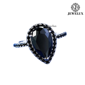 แหวนพลอยออนิกซ์ทรงลูกแพร์สำหรับผู้หญิงจาก Jewelux เงินแท้ 925 ชุบโรเดียมดำ ประดับเพชรแบบ Pave Setting แหวนหมั้นอัญมณีหรูหราจากซัพพลายเออร์ในอินเดีย - Product Image 3