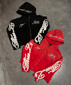 Survêtement Homme Vintage en Coton Polaire Brodé et Patché, Coupe Courte, Effet Délavé Acide, Deux Pièces Évasées, Style Streetwear Hiver Personnalisé - Product Image 2