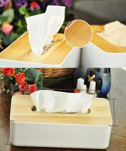 Bamboo Lid ABS Free Standing Tissue Box Cover Rectangular Napkin Holder Modern Paper for Bathroom Living Room Office - Product Image 4