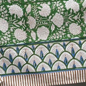 Handmade Cotton Floral <b>Tablecloth</b> Green White Printed Traditional Chinese Design Washable <b>Rectangle</b> Home Use - Product Image 6
