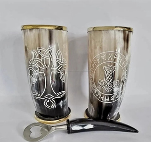 Vasos de cuerno para beber tradicionales para elevar sus libaciones Vasos de vidrio Premium - Product Image 2