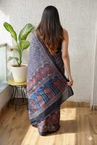 Sari en soie de créateur, texture lisse, tenue traditionnelle pour femme, idéal pour les fêtes estivales, longueur ras du sol, séchage rapide - Product Image 3