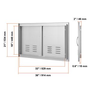 Porta per Cucina Esterna in Acciaio Inox 36W X 21H Pollici con Maniglie Verticali a Incasso, Porta di Accesso BBQ dal Design Elegante - Product Image 4