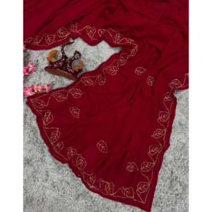 Designer Beautiful Katdana Handwork Party Wear Saree Robes élégantes - Product Image 3