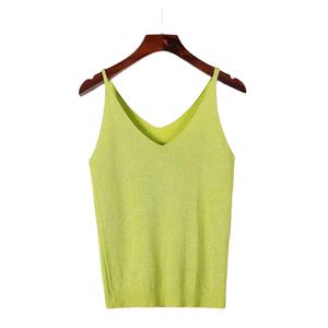 Camiseta sin mangas decorada con encaje Halter Sexy para mujer, chaleco tejido femenino con tela tejida - Product Image 5