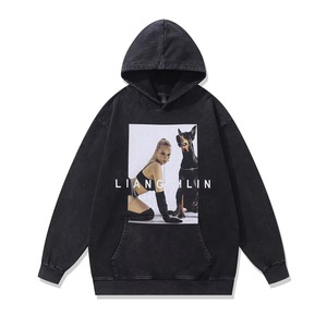 Sudadera con capucha y cremallera para hombre, estilo streetwear de invierno, 100% algodón, lavado a la piedra, con aplique bordado y gráfico de cruz de bruja con pedrería - Product Image 5