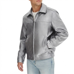 Chaqueta de Cuero Clásica para Hombre con Cierre Frontal y Bolsillos Laterales, Ropa Exterior Informal de Moda para Exteriores, Proveedor Mayorista Personalizado - Product Image 2