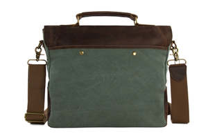 High Quality Vintage Crazy Horse Leather Canvas Briefcase Messenger Bag Rugged Multi Pocket Laptop Satchel for Men Custom Logo - Product Image 3