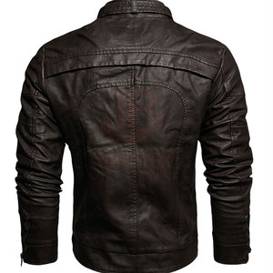 Vente directe d'usine au prix de gros, veste en cuir décontractée pour homme, solide, hiver, écologique, respirante, légère, service OEM - Product Image 2