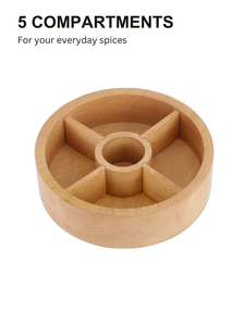 Boîte à épices en bois artisanale à 5 compartiments, organiseur de masala, récipient de rangement rond pour la cuisine avec couvercle - Product Image 4