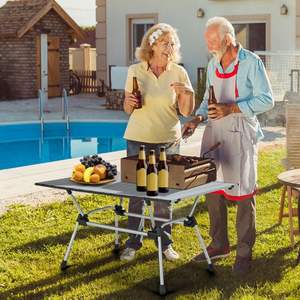 Tavolo da campeggio pieghevole in alluminio resistente con borsa per il trasporto - Product Image 2