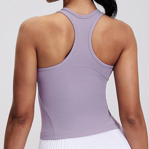 Débardeurs de fitness professionnels pour femmes, compression douce, col rond, sans manches, séchage rapide, respirant, imperméable, yoga, mode, uni - Product Image 3