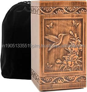 Urnes de crémation en bois pour cendres humaines ou urnes en bois gravées pour urne adulte avec des fournitures funéraires finies de la meilleure qualité d'Inde - Product Image 2