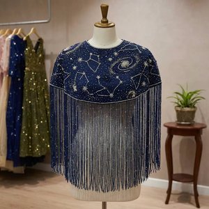 Custom Handcrafted Eco-Friendly Breathable Vintage Woven Luxury Beaded Fringe Capelet <b>Wedding</b> <b>Shawl</b> Wholesale Accessories - Product Image 1