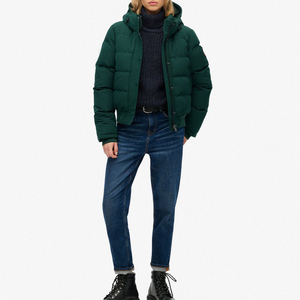 Chaqueta Acolchada con Capucha para Mujer, Cierre de Cremallera, Color Sólido, Ropa de Invierno, Relleno Grueso de Poliéster - Product Image 5