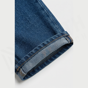 Straight-Leg Dark Wash Denim <b>Jeans</b> <b>Men</b> <b>High</b> <b>Waist</b> Regular Fit Cotton Casual Autumn Style Pants - Product Image 6