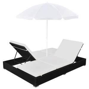 Cama de Exterior de Ratán Sintético Negro, 78.7x55.1 Pulgadas, Tumbona para una Relajación Cómoda - Product Image 5