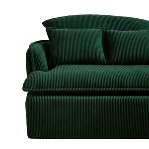 Poltrona Moderna in Tessuto Corduroy Convertibile in Divano Comprimibile con Pouf per Piccoli Spazi, Ideale per Soggiorno, Dormitorio, Appartamento - Product Image 6