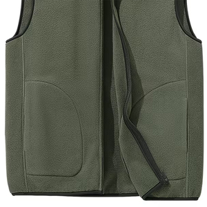 Chaleco Polar Verde Salvia Personalizado de Alta Calidad para Hombre, Cuello Alto, Ligero, con Ribete en Contraste, Chaleco Casual al por Mayor - Product Image 3