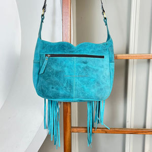 กระเป๋าสะพายไหล่ผู้หญิงหนังนิ่มประดับพู่ทำจากหนังกลับดีไซน์ลูกเต๋าแฟชั่นใหม่ - Product Image 5