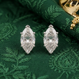 Marquise Cut Lab Grown Diamond <b>Stud</b> <b>Earrings</b> in Solid White Gold Solitaire <b>Fine</b> Jewelry Gift for Women Bridal <b>Earrings</b> & Gift - Product Image 1